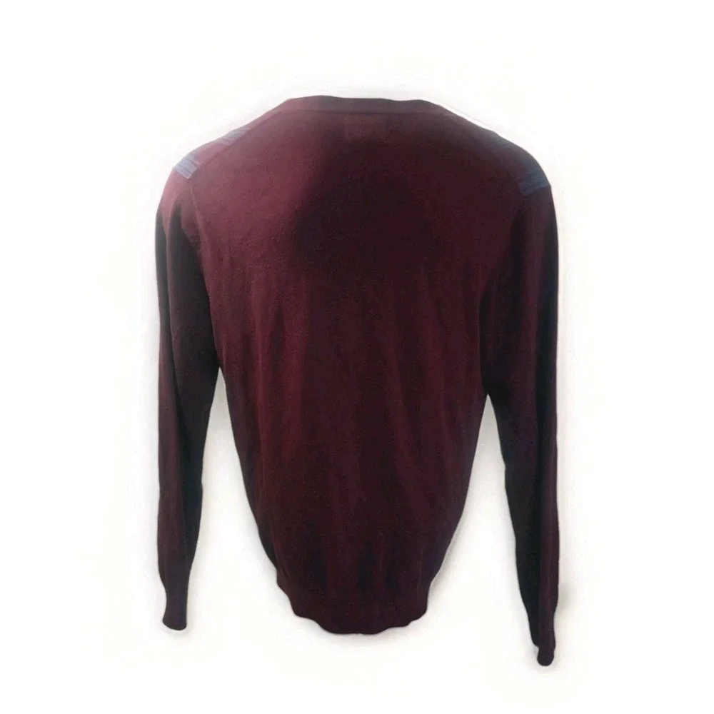 Saddlebred Men's M Burgundy Blue Cardigan Sweater  Academia Grandpa Ol Money